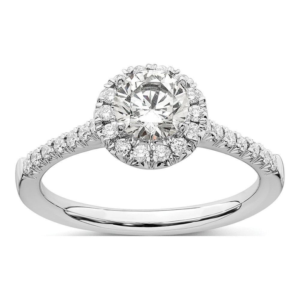 True Origin 14K White Gold Rhodium-Plated 1/4 Carat Lab Grown Diamond Vs+ F+ Semi-Mount Round Halo Engagement Ring