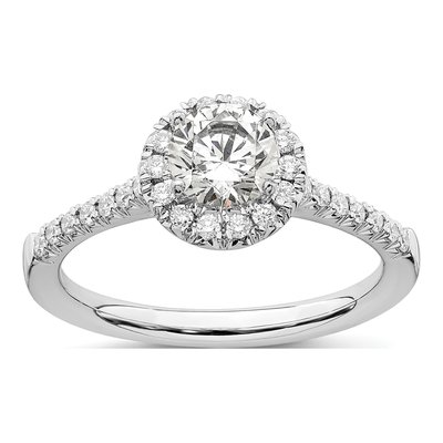 Platinum Lab-Grown Diamond Round Halo Engagement Ring Semi-Mount