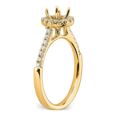 14K Yellow Gold Diamond Halo Setting Engagement Ring Semi-Mount – view 7