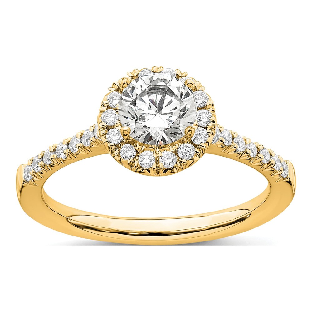 14K Yellow Gold Diamond Halo Engagement Ring Setting