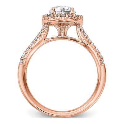 14K Rose Gold Diamond Round Halo Engagement Ring Semi-Mount – view 2