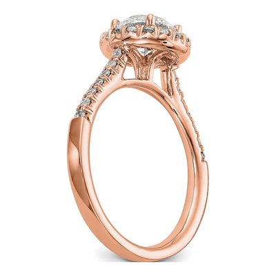 14K Rose Gold Diamond Round Halo Engagement Ring Semi-Mount – view 6