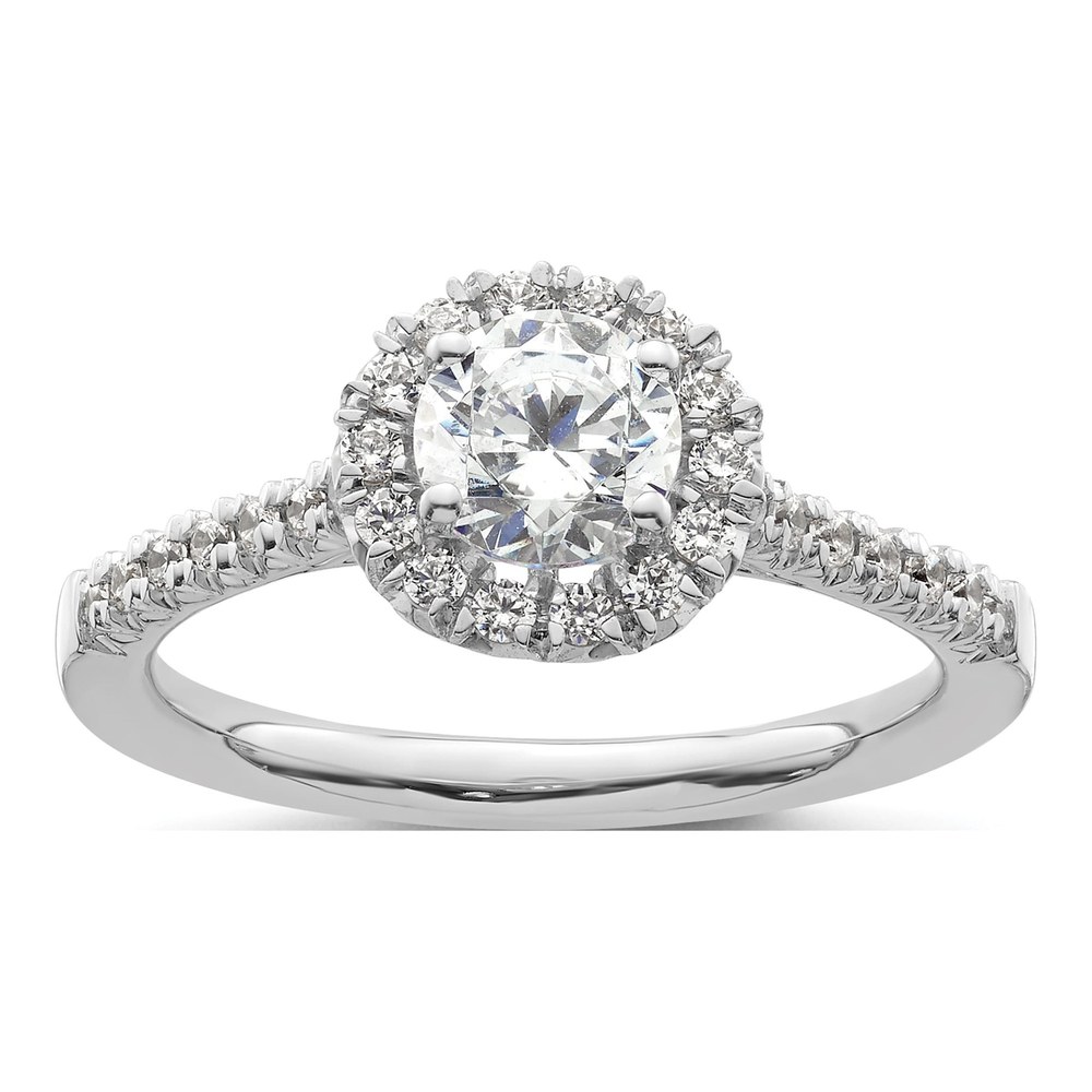 14K White Gold Diamond Halo Semi-Mount Ring