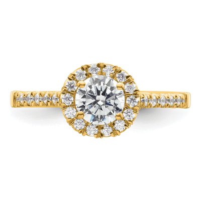 14K Yellow Gold Diamond Round Halo Engagement Ring Semi-Mount – view 4