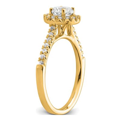 14K Yellow Gold Diamond Round Halo Engagement Ring Semi-Mount – view 6