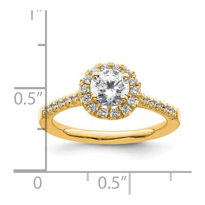 14K Yellow Gold Diamond Round Halo Engagement Ring Semi-Mount – view 7