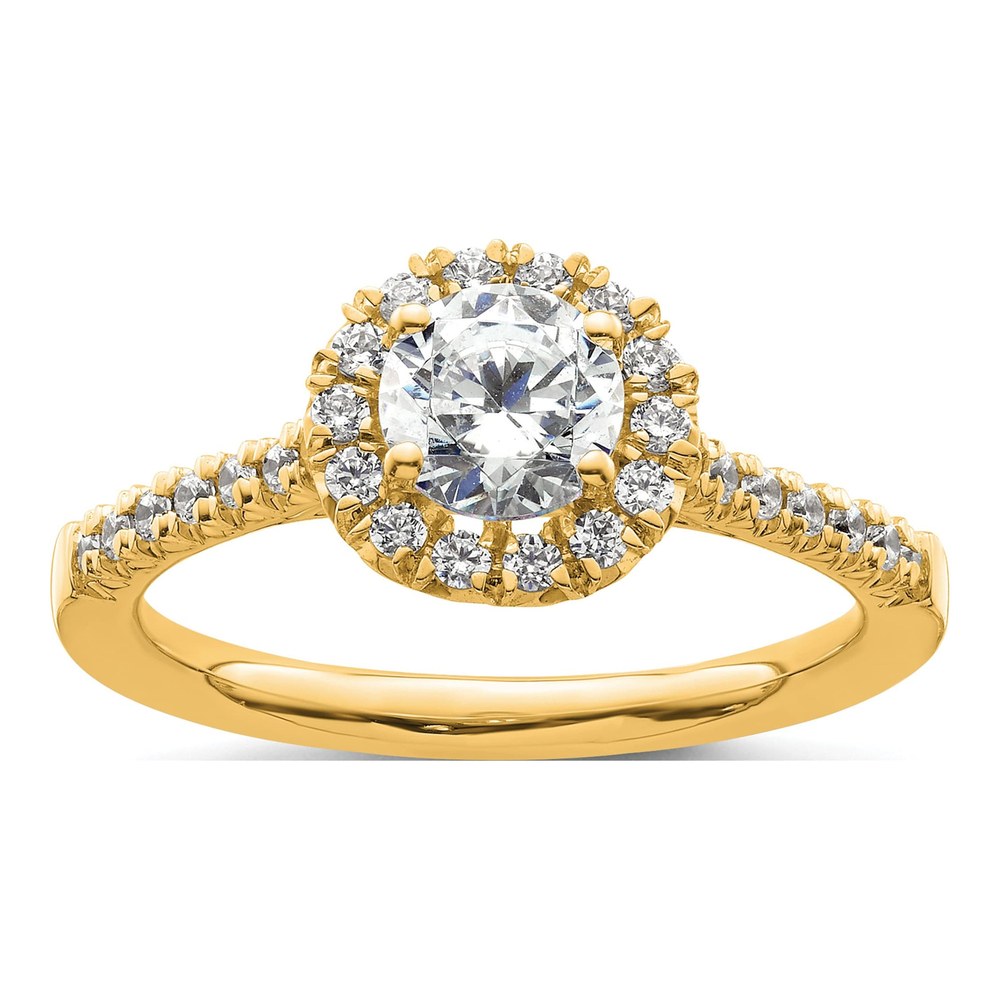 14K Yellow Gold Diamond Round Halo Engagement Ring Semi-Mount