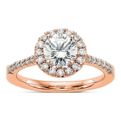 14K Rose Gold Lab-Grown Diamond Center Round Engagement Ring Semi-Mount