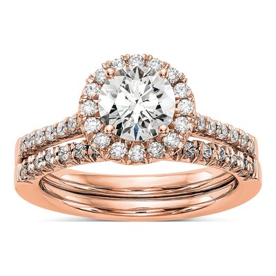 14K Rose Gold Diamond Round Halo Engagement Ring Semi-Mount – view 7