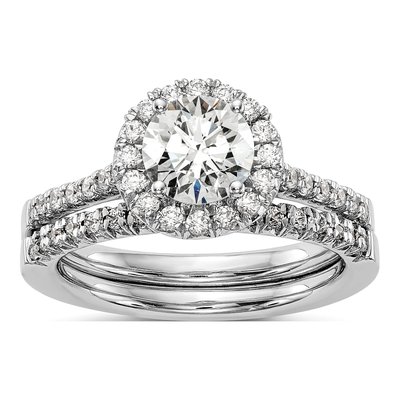14K White Gold Diamond Halo Engagement Ring Semi-Mount – view 8