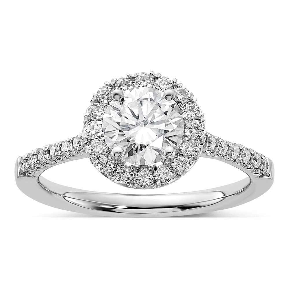 14K White Gold Halo Diamond Semi-Mount Engagement Ring