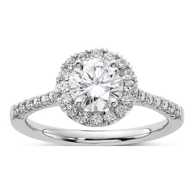 14K White Gold Lab-Grown Diamond Halo Engagement Ring Semi-Mount