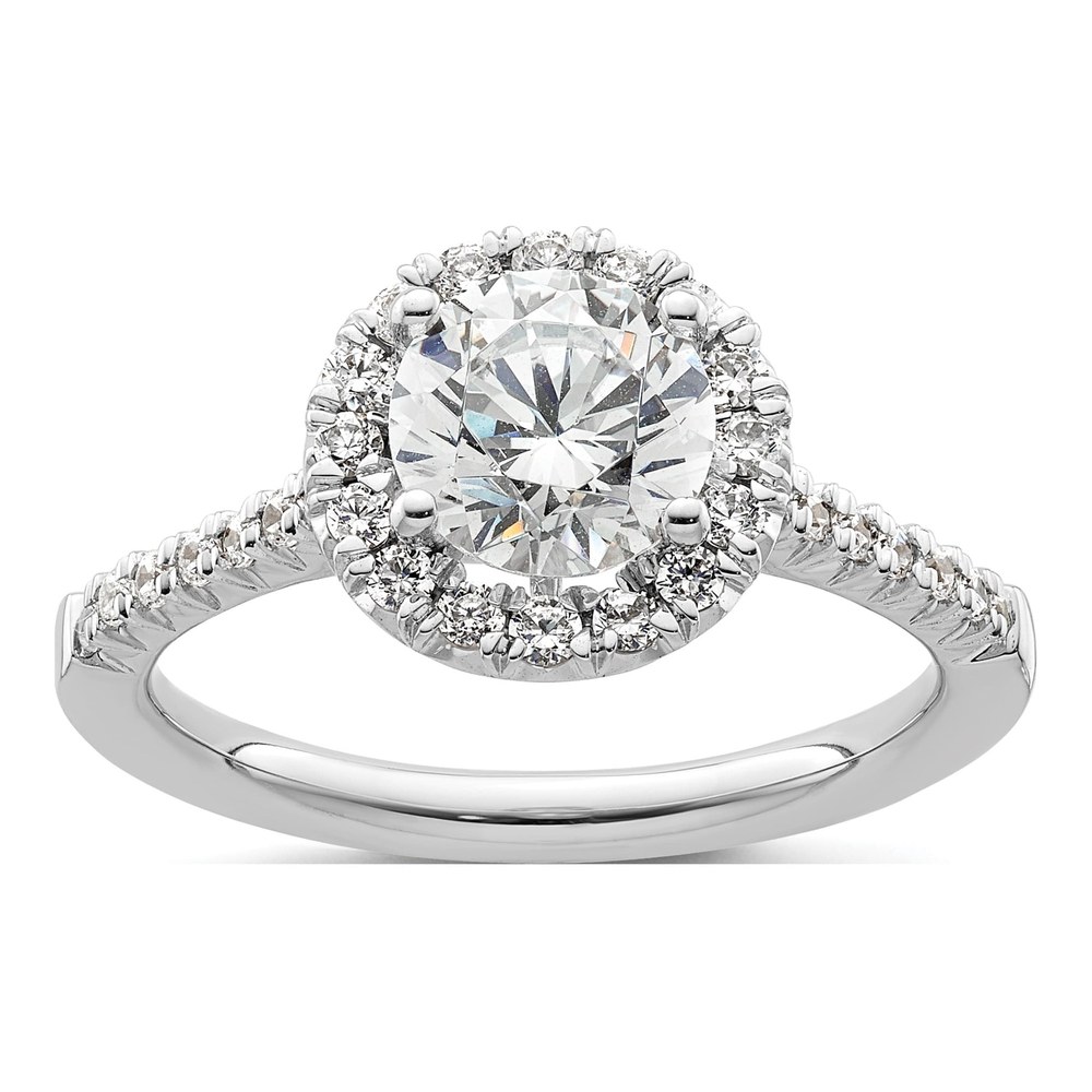 14K White Gold Diamond Halo Semi-Mount Engagement Ring