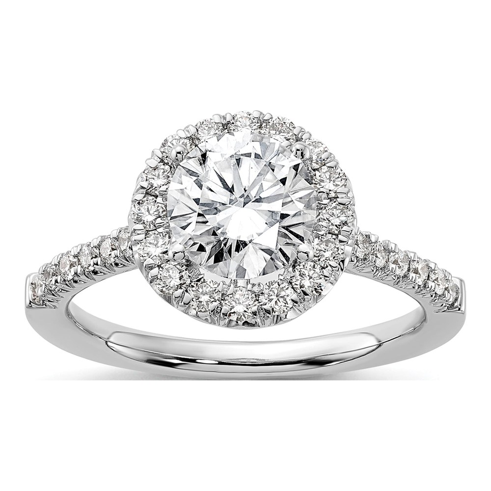 14K White Gold Diamond Halo Engagement Ring Mount