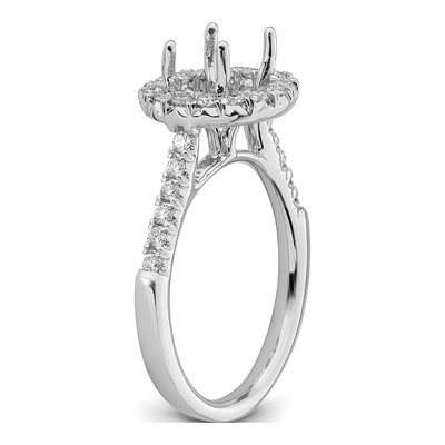 14K White Gold Lab-Grown Diamond Halo Setting Engagement Ring Semi-Mount – view 7