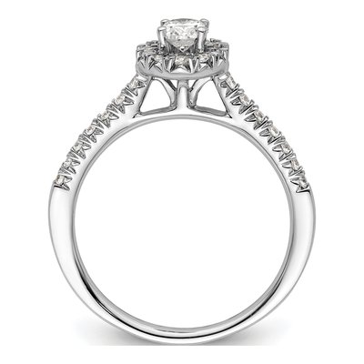 14K White Gold Diamond Halo Engagement Ring Semi-Mount – view 3