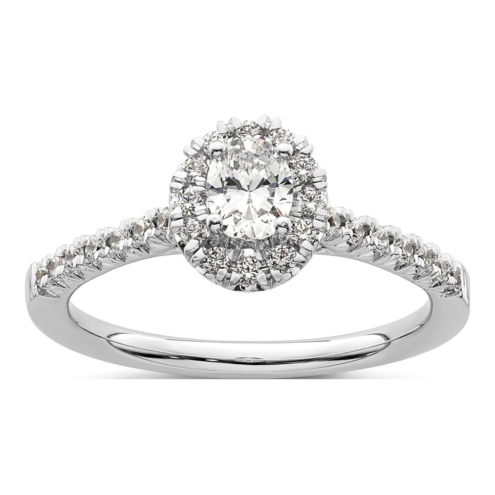 14k White Gold Halo Diamond Semi-Mount Engagement Ring