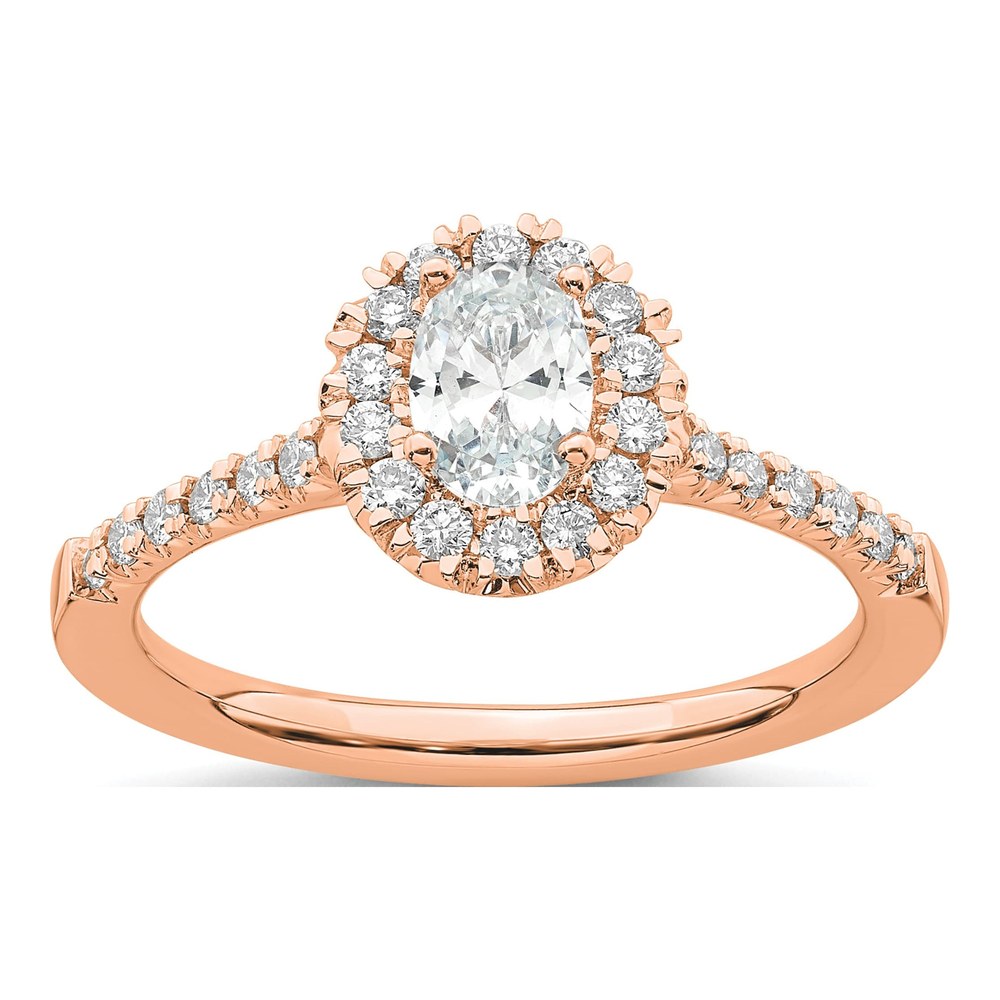 14K Rose Gold Lab-Grown Diamond Halo Engagement Ring Semi-Mount