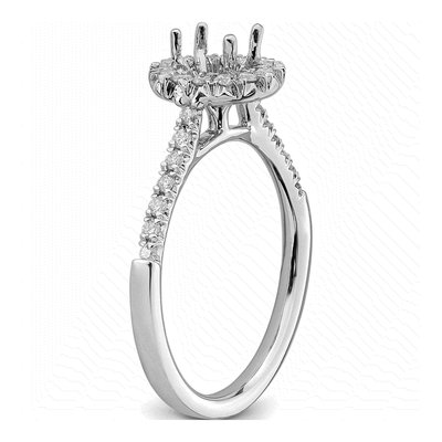 14K White Gold Lab-Grown Diamond Oval Halo Engagement Ring Semi-Mount – view 6