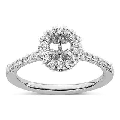 14K White Gold Lab-Grown Diamond Oval Halo Engagement Ring Semi-Mount – view 7
