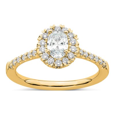 14K Yellow Gold Lab-Grown Diamond Halo Engagement Ring Semi-Mount