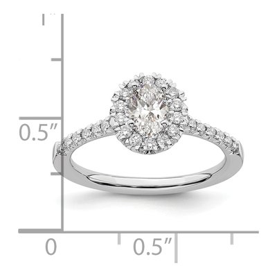 14K White Gold Lab-Grown Diamond Oval Halo Engagement Ring Semi-Mount – view 8
