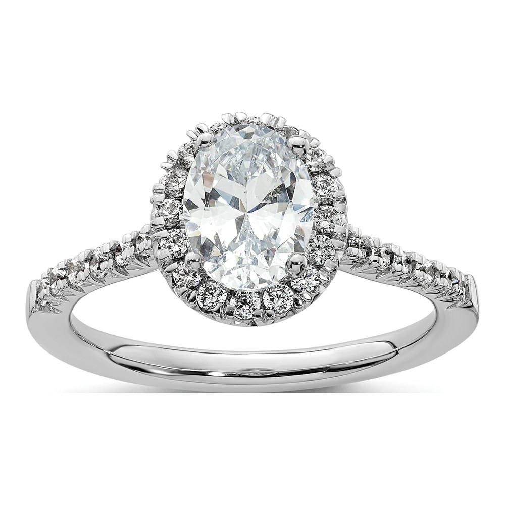 14K White Gold Diamond Halo Semi-Mount Engagement Ring