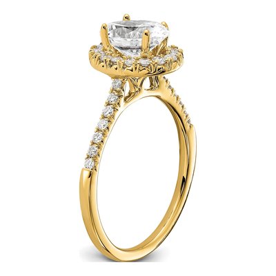14K Yellow Gold Diamond Halo Engagement Ring Semi-Mount – view 6
