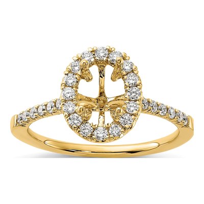 14K Yellow Gold Diamond Halo Engagement Ring Semi-Mount – view 8