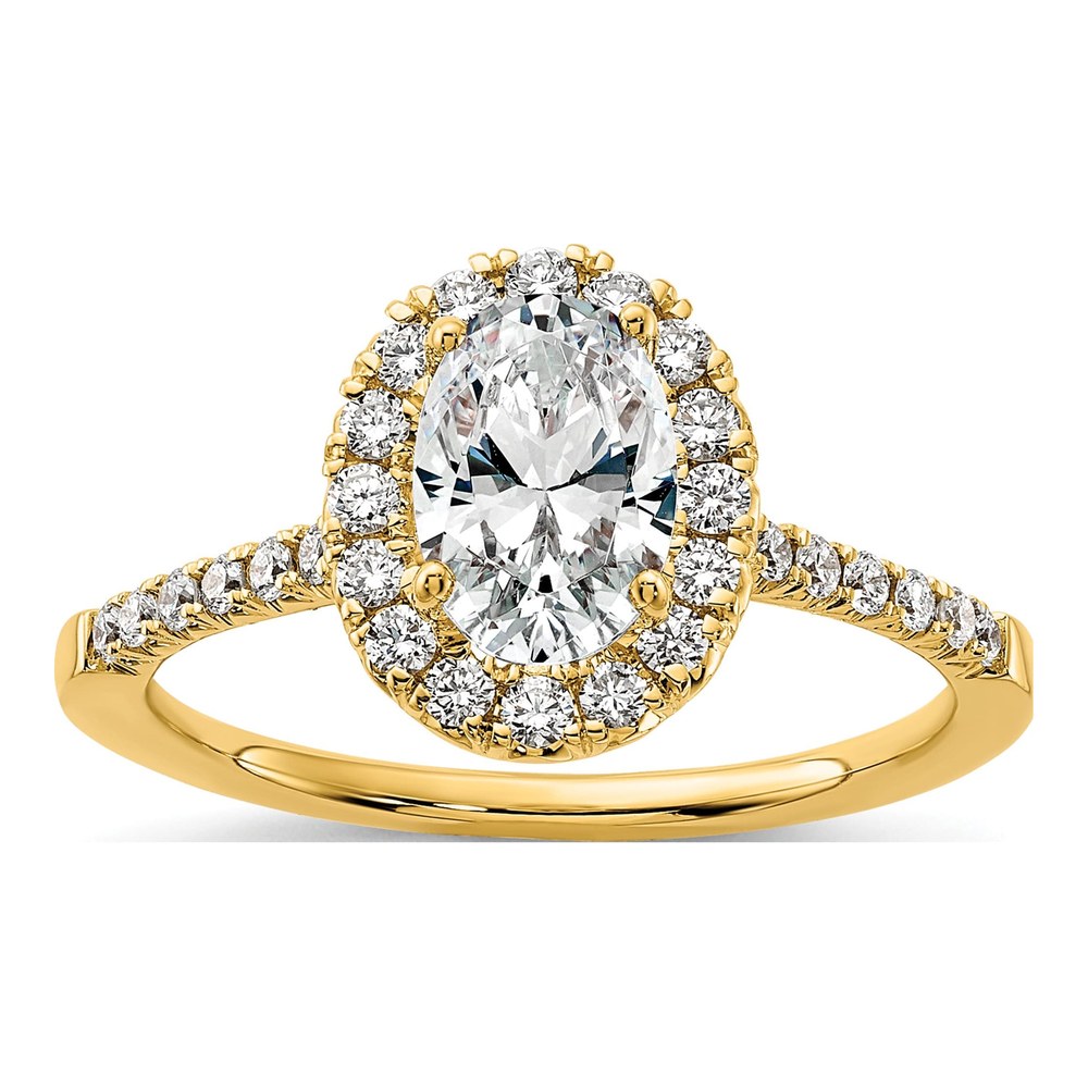 14K Yellow Gold Diamond Halo Engagement Ring Semi-Mount