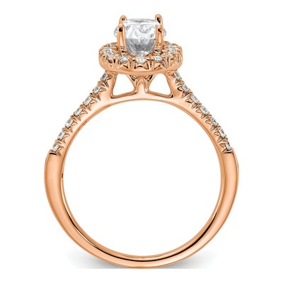 14K Rose Gold Lab-Grown Diamond Oval Halo Engagement Ring Semi-Mount – view 3