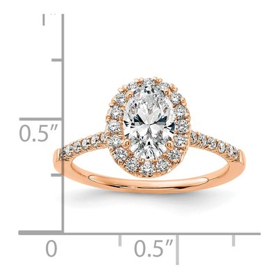 14K Rose Gold Lab-Grown Diamond Oval Halo Engagement Ring Semi-Mount – view 8