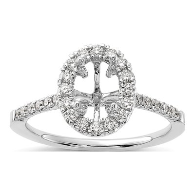 14K White Gold Lab-Grown Diamond Oval Halo Engagement Ring Semi-Mount – view 5