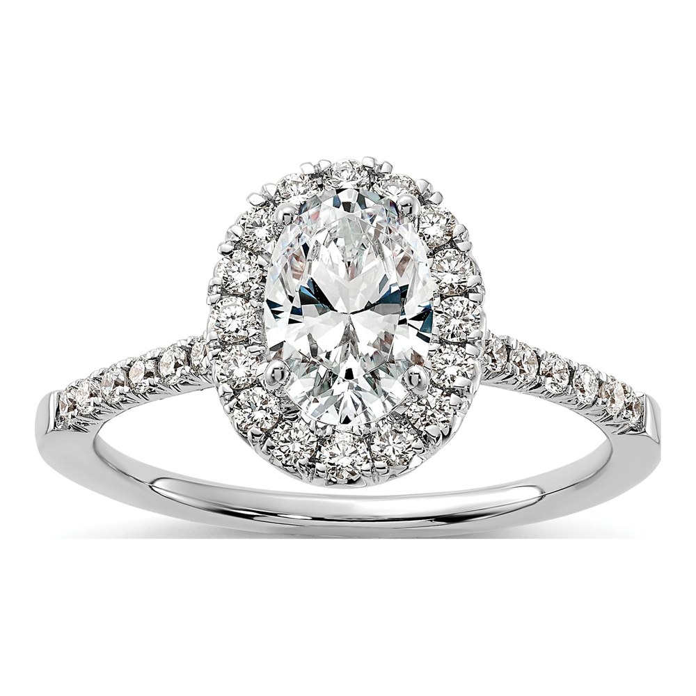 14K White Gold Lab-Grown Diamond Oval Halo Engagement Ring Semi-Mount