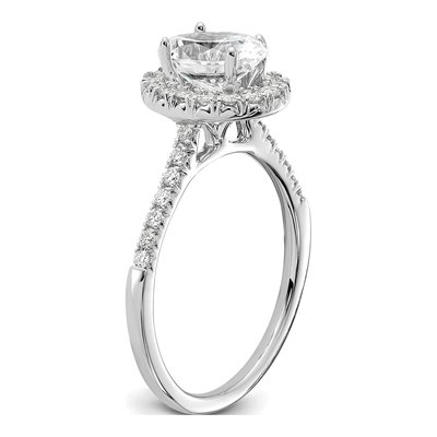 14K White Gold Diamond Oval Halo Engagement Ring Semi-Mount – view 7