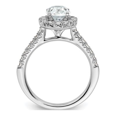 14K White Gold Diamond Halo Setting Engagement Ring Semi-Mount – view 3