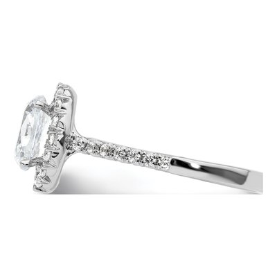 14K White Gold Diamond Halo Setting Engagement Ring Semi-Mount – view 4