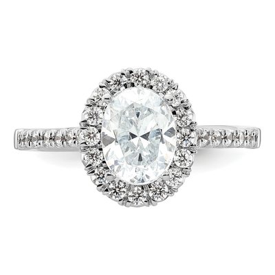 14K White Gold Diamond Halo Setting Engagement Ring Semi-Mount – view 5