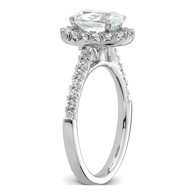 14K White Gold Diamond Halo Setting Engagement Ring Semi-Mount – view 7