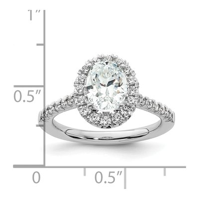 14K White Gold Diamond Halo Setting Engagement Ring Semi-Mount – view 8