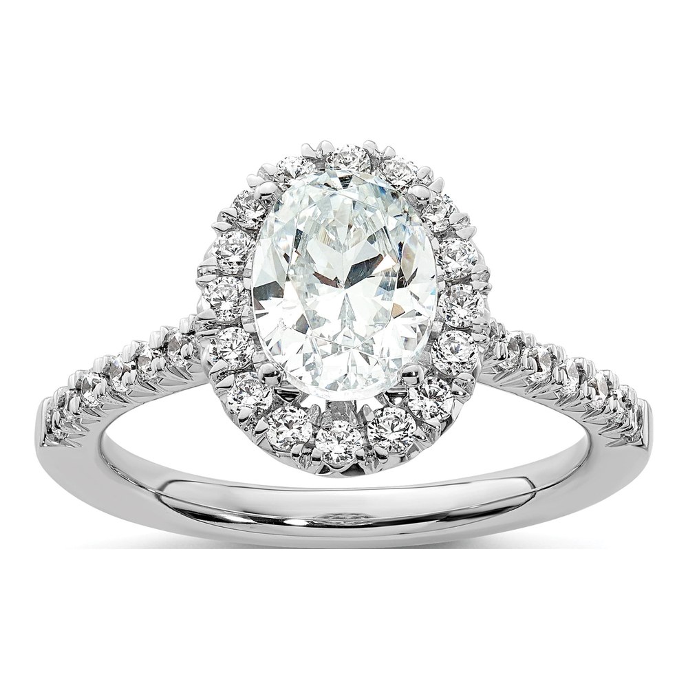 14K White Gold Diamond Halo Setting Engagement Ring Semi-Mount
