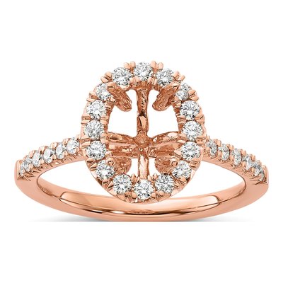 14K Rose Gold Lab-Grown Diamond Halo Engagement Ring Semi-Mount – view 7