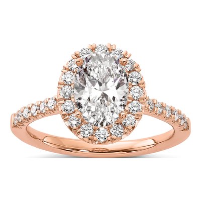 14K Rose Gold Lab-Grown Diamond Halo Engagement Ring Semi-Mount