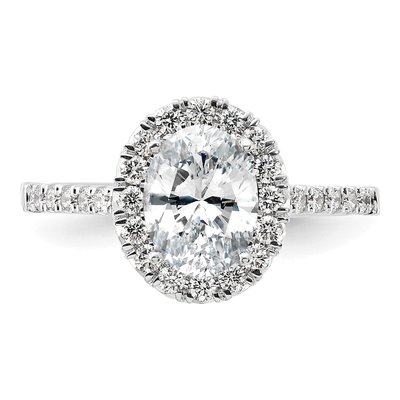 14K White Gold Lab-Grown Diamond Oval Halo Engagement Ring Semi-Mount – view 4