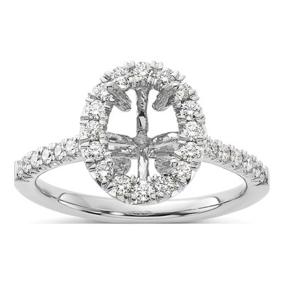 14K White Gold Lab-Grown Diamond Oval Halo Engagement Ring Semi-Mount – view 7
