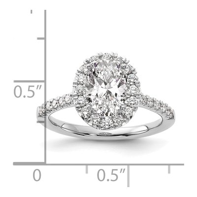 14K White Gold Lab-Grown Diamond Oval Halo Engagement Ring Semi-Mount – view 8
