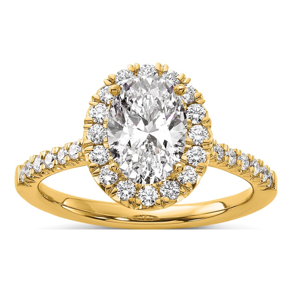 14K Yellow Gold Lab Grown Diamond Halo Semi-Mount Ring