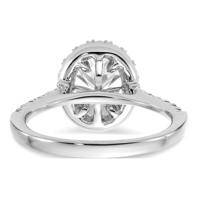 14K White Gold Diamond Oval Halo Engagement Ring Semi-Mount – view 6