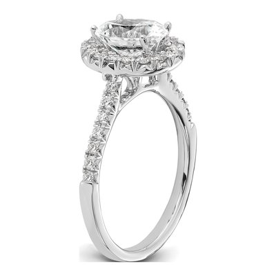 14K White Gold Diamond Oval Halo Engagement Ring Semi-Mount – view 7