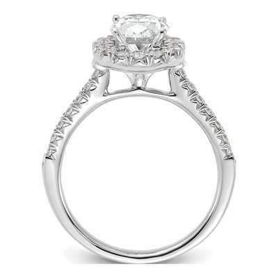 14K White Gold Lab-Grown Diamond Oval Halo Engagement Ring Semi-Mount – view 3